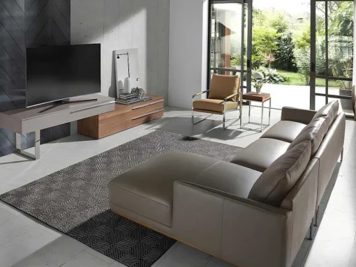 Chaiselongue Bank (R) In Leer En Verdonkerd Staal 6154 Angel Cerda