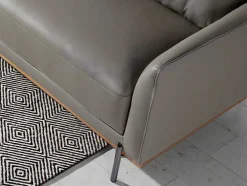Chaiselongue Bank (R) In Leer En Verdonkerd Staal 6154 Angel Cerda