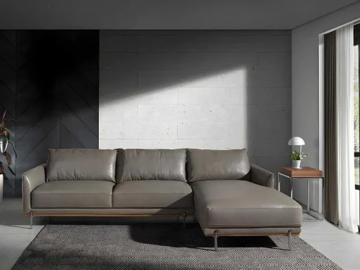 Chaiselongue Bank (R) In Leer En Verdonkerd Staal 6154 Angel Cerda