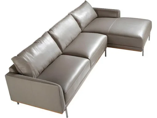 Chaiselongue Bank (R) In Leer En Verdonkerd Staal 6154 Angel Cerda