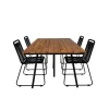 Chan Tuinmeubelset Tafel 100X200Cm En 4 Stoel Stapel Lindos Zwart, Naturel.