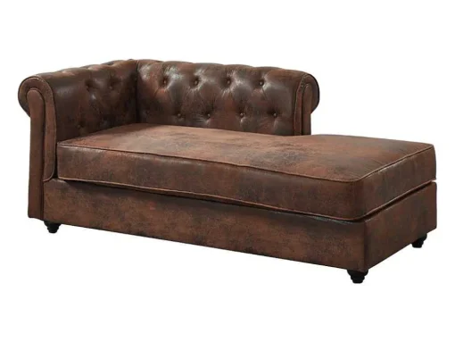 Chesterfield Chaise Longue - Hoek Rechts - Shirel Van Microvezel Met Lived-In Leeraspect