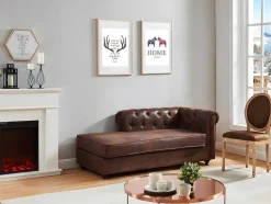 Chesterfield Chaise Longue - Hoek Rechts - Shirel Van Microvezel Met Lived-In Leeraspect