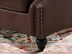 Chesterfield Fauteuil Aquitaine Van Microvezel Effect Lived-In Leer - Bruin