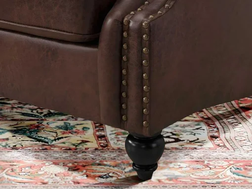 Chesterfield Fauteuil Aquitaine Van Microvezel Effect Lived-In Leer - Bruin