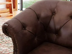 Chesterfield Fauteuil Aquitaine Van Microvezel Effect Lived-In Leer - Bruin