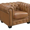 Chesterfield Fauteuil Brenton 100% Buffelleer - Vintage Caramel
