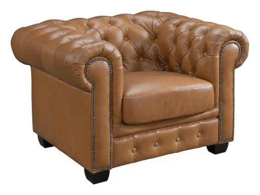 Chesterfield Fauteuil Brenton 100% Buffelleer - Vintage Caramel