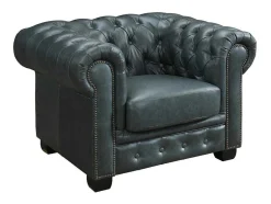 Chesterfield Fauteuil Brenton 100% Buffelleer - Spaans Groen