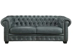 Chesterfield Zitbank 3 + 2 + 1 Plaatsen Brenton 100% Buffelleer - Spaans Groen