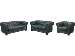 Chesterfield Zitbank 3 + 2 + 1 Plaatsen Brenton 100% Buffelleer - Spaans Groen