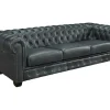 Chesterfield Zitbank 4 Plaatsen Brenton 100% Buffelleer - Spaans Groen