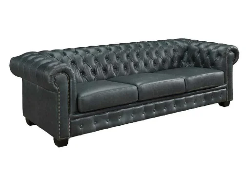 Chesterfield Zitbank 4 Plaatsen Brenton 100% Buffelleer - Spaans Groen
