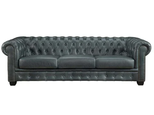 Chesterfield Zitbank 4 Plaatsen Brenton 100% Buffelleer - Spaans Groen