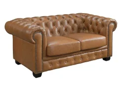 Chesterfield 2-Zitsbank Brenton 100% Buffelleer - Vintage Caramel