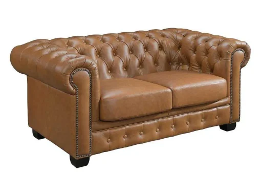 Chesterfield 2-Zitsbank Brenton 100% Buffelleer - Vintage Caramel