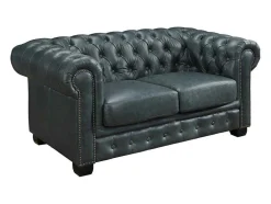 Chesterfield 2-Zitsbank Brenton 100% Buffelleer - Spaans Groen