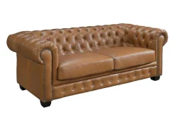 Chesterfield 3-Zitsbank Brenton 100% Buffelleer - Vintage Caramel