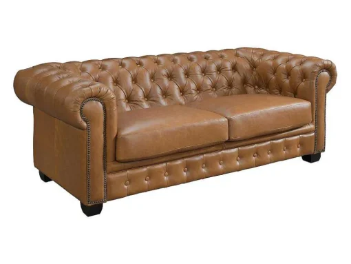 Chesterfield 3-Zitsbank Brenton 100% Buffelleer - Vintage Caramel