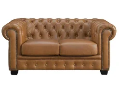 Chesterfield 2-Zitsbank Brenton 100% Buffelleer - Vintage Caramel