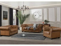 Chesterfield 2-Zitsbank Brenton 100% Buffelleer - Vintage Caramel