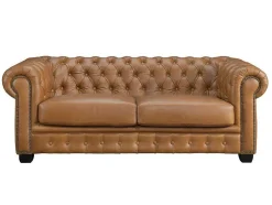 Chesterfield 3-Zitsbank Brenton 100% Buffelleer - Vintage Caramel