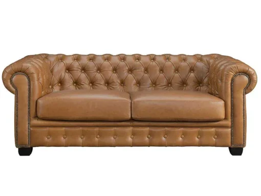Chesterfield 3-Zitsbank Brenton 100% Buffelleer - Vintage Caramel