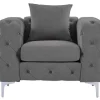 Chesterfield-Fauteuil Van Antracietgrijs Velours Edwina