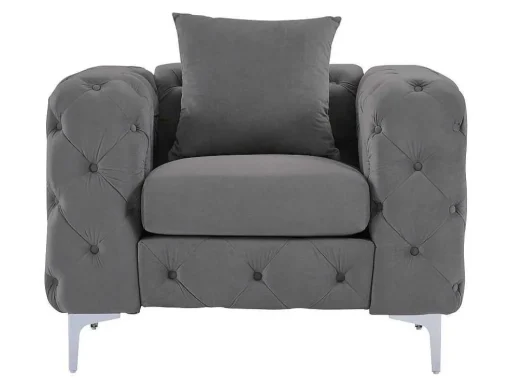 Chesterfield-Fauteuil Van Antracietgrijs Velours Edwina