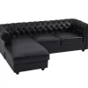 Chesterfield-Hoekbank Met Hoek Links Van Zwart Leer Toledo