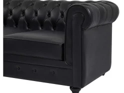 Chesterfield-Hoekbank Met Hoek Links Van Zwart Leer Toledo