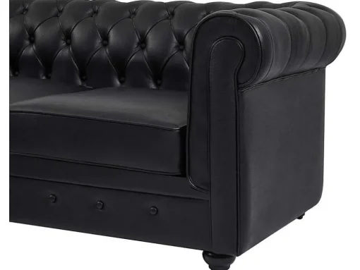 Chesterfield-Hoekbank Met Hoek Links Van Zwart Leer Toledo