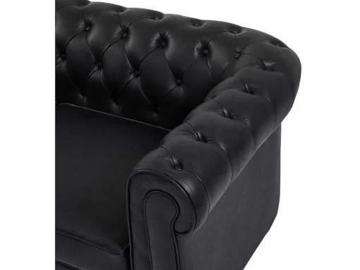 Chesterfield-Hoekbank Met Hoek Links Van Zwart Leer Toledo