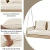 114 Cm Hangstoel In Pe Rotan - 2 Plaatsen - 11 Cm Gewatteerd Zitkussen - Beige