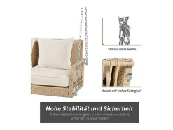 114 Cm Hangstoel In Pe Rotan - 2 Plaatsen - 11 Cm Gewatteerd Zitkussen - Beige