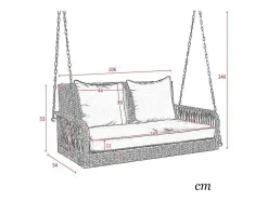 114 Cm Hangstoel In Pe Rotan - 2 Plaatsen - 11 Cm Gewatteerd Zitkussen - Beige