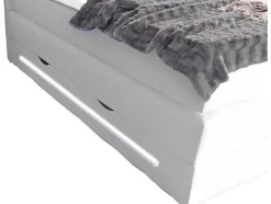 Complete Boxspring Met Hoofdeinde Met Leds, Bedbodem Met Opbergruimte, Matras En Dekmatras - Wit - Kunstleer - 160 X 200 Cm - Keros Van Dreamea