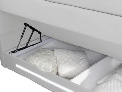 Complete Boxspring Met Hoofdeinde Met Leds, Bedbodem Met Opbergruimte, Matras En Dekmatras - Wit - Kunstleer - 160 X 200 Cm - Keros Van Dreamea
