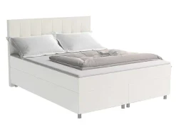 Complete Boxspringset Met Hoofdbord + Bedbodems + Matras + Dekmatras Siero Van Ysmee - 180 X 200 Cm - Stof - Ivoor