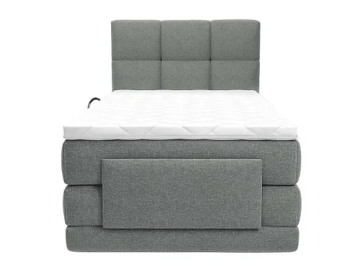 Complete Boxspringset Met Gestoffeerd Hoofdbord Met Elektrische Relaxbedbodems Met Matras Met Topmatras 100 X 200 Cm Stoffen Bekleding Lichtgrijs Lodi Van Palacio