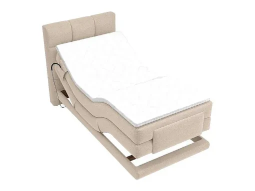 Complete Boxspringset Met Gestoffeerd Hoofdbord Elektrisch Verstelbare Relaxbedbodems Met Matras Met Topmatras 100 X 200 Cm Stoffen Bekleding Beige Lodi Van Palacio