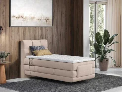 Complete Boxspringset Met Gestoffeerd Hoofdbord Elektrisch Verstelbare Relaxbedbodems Met Matras Met Topmatras 100 X 200 Cm Stoffen Bekleding Beige Lodi Van Palacio