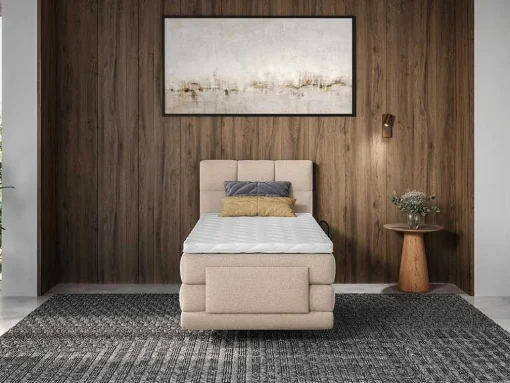Complete Boxspringset Met Gestoffeerd Hoofdbord Elektrisch Verstelbare Relaxbedbodems Met Matras Met Topmatras 100 X 200 Cm Stoffen Bekleding Beige Lodi Van Palacio