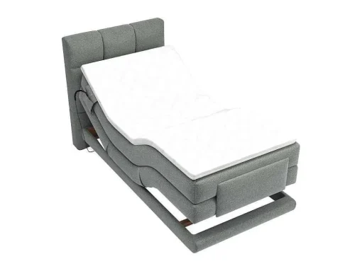 Complete Boxspringset Met Gestoffeerd Hoofdbord Met Elektrische Relaxbedbodems Met Matras Met Topmatras 100 X 200 Cm Stoffen Bekleding Lichtgrijs Lodi Van Palacio