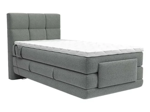 Complete Boxspringset Met Gestoffeerd Hoofdbord Met Elektrische Relaxbedbodems Met Matras Met Topmatras 100 X 200 Cm Stoffen Bekleding Lichtgrijs Lodi Van Palacio
