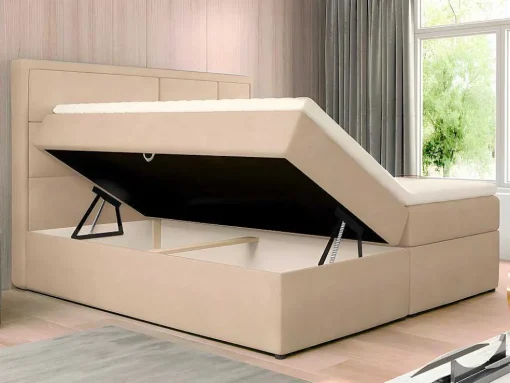 Complete Decoratieve Beddenset Met Hoofdbord + Opbergruimte + Matras + Dekmatras - 160 X 200 Cm - Beige - Loumia Van Dreamea