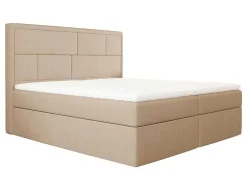 Complete Decoratieve Beddenset Met Hoofdbord + Opbergruimte + Matras + Dekmatras - 160 X 200 Cm - Beige - Loumia Van Dreamea