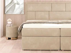 Complete Decoratieve Beddenset Met Hoofdbord + Opbergruimte + Matras + Dekmatras - 160 X 200 Cm - Beige - Loumia Van Dreamea