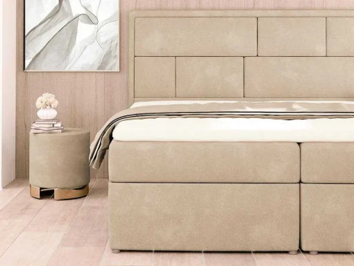Complete Decoratieve Beddenset Met Hoofdbord + Opbergruimte + Matras + Dekmatras - 160 X 200 Cm - Beige - Loumia Van Dreamea