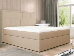 Complete Decoratieve Beddenset Met Hoofdbord + Opbergruimte + Matras + Dekmatras - 160 X 200 Cm - Beige - Loumia Van Dreamea